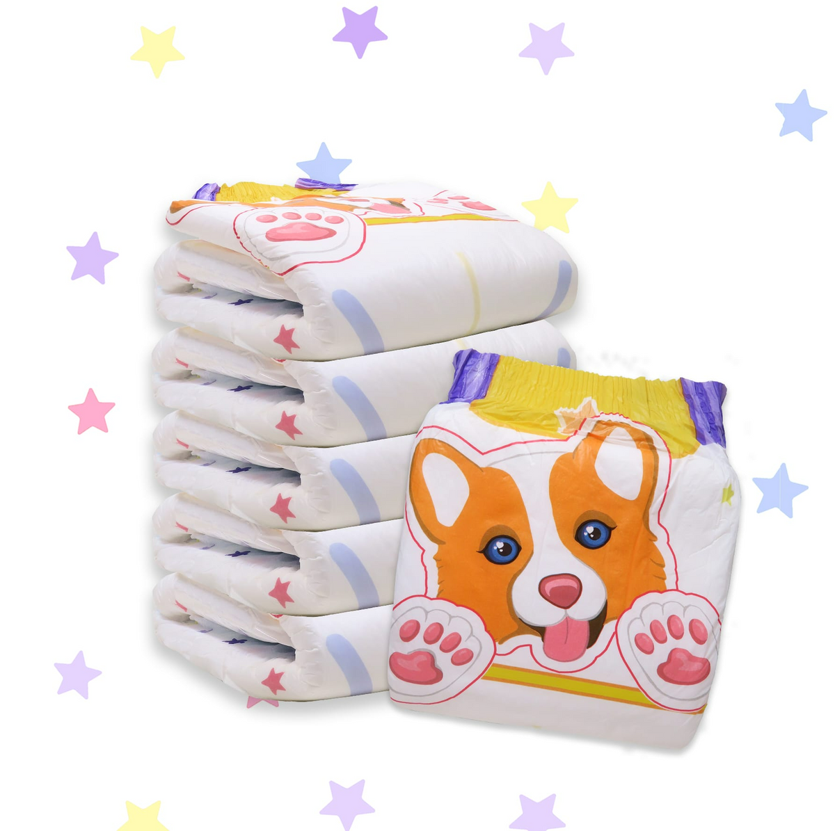 Dotty Diaper Single Sample (M-XL) - Printed Disposable Incontinence Nappy, 6000ml Capacity