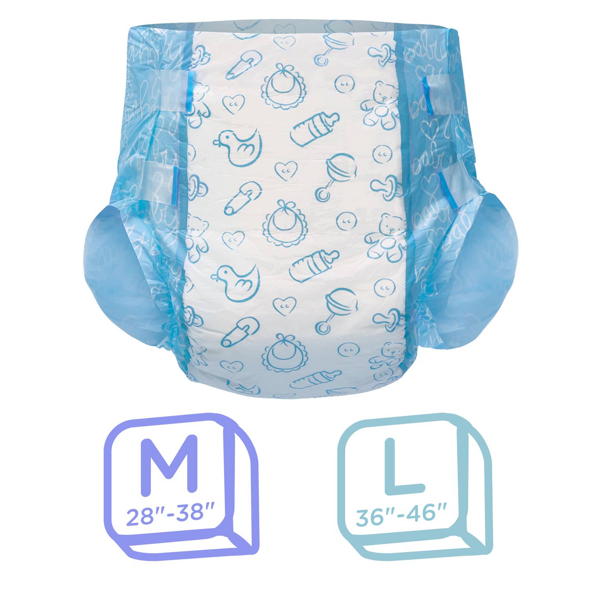 LittleForBig - Blue Nursery Brief Diapers, Plastic Backed