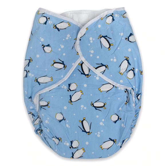 Omutsu Bulky Nighttime Cloth Diaper - Blue Penguin