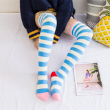 CutiePlusU Knee High Fleece Socks - Blue/Pink