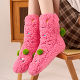CutiePlusU Plush Fuzzy Socks - Dark Pink