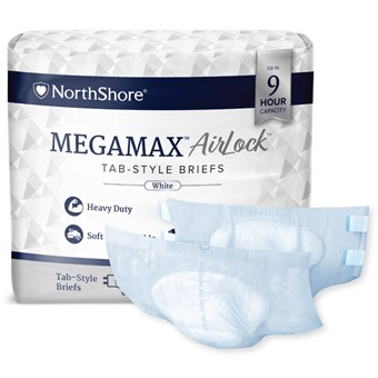 North Shore MegaMax AirLock Briefs Adult Diaper - White