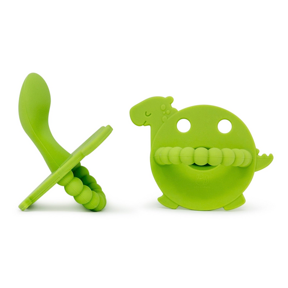 LC Adult Silicone Orthodontic Pacifier - Dino - Green