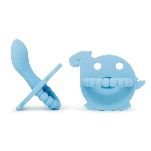 LC Adult Silicone Orthodontic Pacifier - Dino - Blue