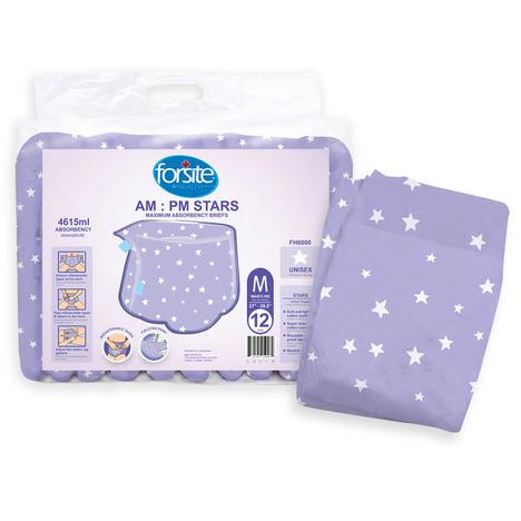 『 ABDL』Forsite Lavender Stars Msize12枚 Forsite AM:PM Series Adult Diaper - Purple Stars – My Inner Baby