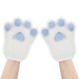 CutiePlusU Plush Furry Paws Gloves - Blue