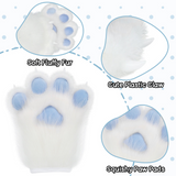 CutiePlusU Plush Furry Paws Gloves - Blue
