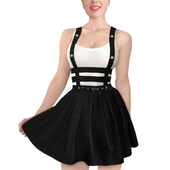 LFB 3-Way Goth A-Line Pleated Mini Circle Skirt