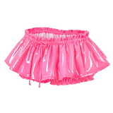 LFB Faux Leather Ruffle Mini Bloomer Skirt