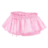 LFB Shiny Satin Ruffle Mini Bloomer Skirt