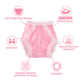 LFB Lace Frill Plastic Pant - Transparent Pink