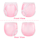 LFB Lace Frill Plastic Pant - Transparent Pink
