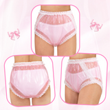 LFB Lace Frill Plastic Pant - Transparent Pink
