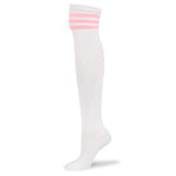 LFB Knee High Tube socks - White with Pink Stripes