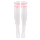 LFB Knee High Tube socks - White with Pink Stripes