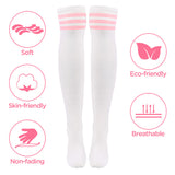 LFB Knee High Tube socks - White with Pink Stripes