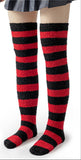 LFB Coral Fleece Socks - Black & Red Stripes
