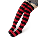 LFB Coral Fleece Socks - Black & Red Stripes