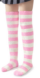 LFB Coral Fleece Socks - Pink & White Stripes