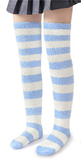 LFB Coral Fleece Socks - Blue & White Stripes