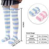 LFB Coral Fleece Socks - Blue & White Stripes