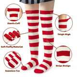 LFB Coral Fleece Socks - Red & White Stripes