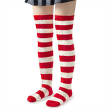 LFB Coral Fleece Socks - Red & White Stripes