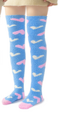 LFB Coral Fleece Socks - Blue with Pink/White Hearts