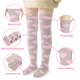 LFB Coral Fleece Socks - Grey with Pink Hearts