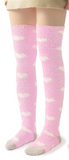 LFB Coral Fleece Socks - Pink with White Hearts