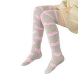 LFB Coral Fleece Socks - Grey with Pink Hearts
