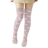 LFB Coral Fleece Socks - Grey with Pink Hearts