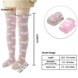 LFB Coral Fleece Socks - Grey with Pink Hearts