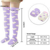 LFB Coral Fleece Socks - Purple with White Hearts