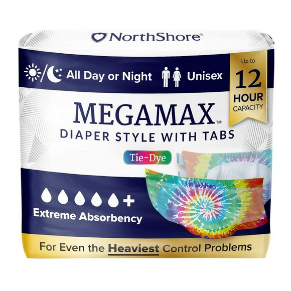 North Shore Megamax Adult Diaper - Tie Dye