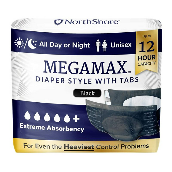 North Shore Megamax Adult Diaper - Black
