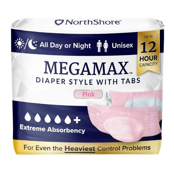 North Shore Megamax Adult Diaper - Pink