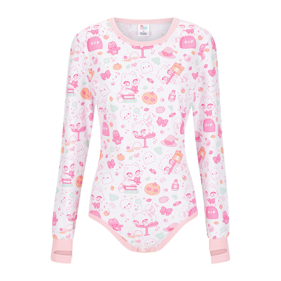 ODU Pastel Purrfection Long Sleeve Bodysuit with Thumbhole