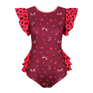 ODU Ladybugs Ruffle Butt Bodysuit