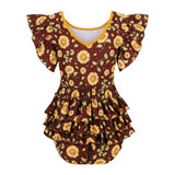 ODU Dark Sunflowers Ruffle Butt Bodysuit