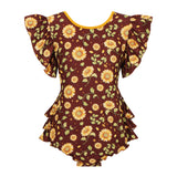 ODU Dark Sunflowers Ruffle Butt Bodysuit