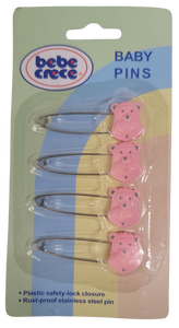 Diaper Pins - Woodland Bears - Pink