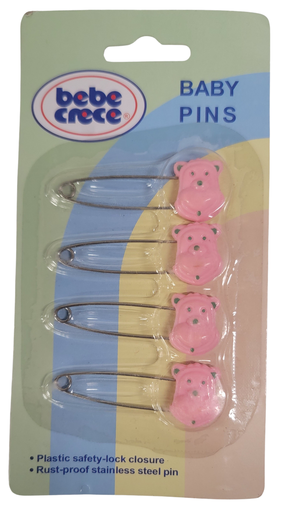 Diaper Pins - Woodland Bears - Pink