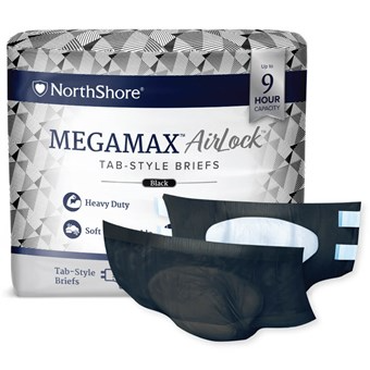 North Shore MegaMax AirLock Briefs Adult Diaper - Black