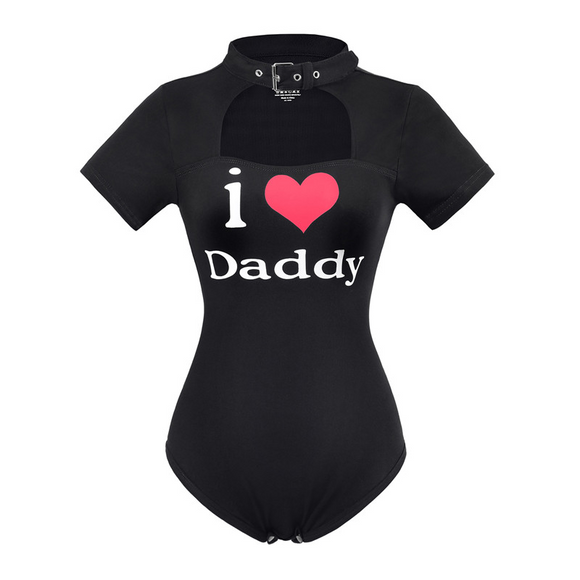 LFB Collared Bodysuit Black- I Love Daddy