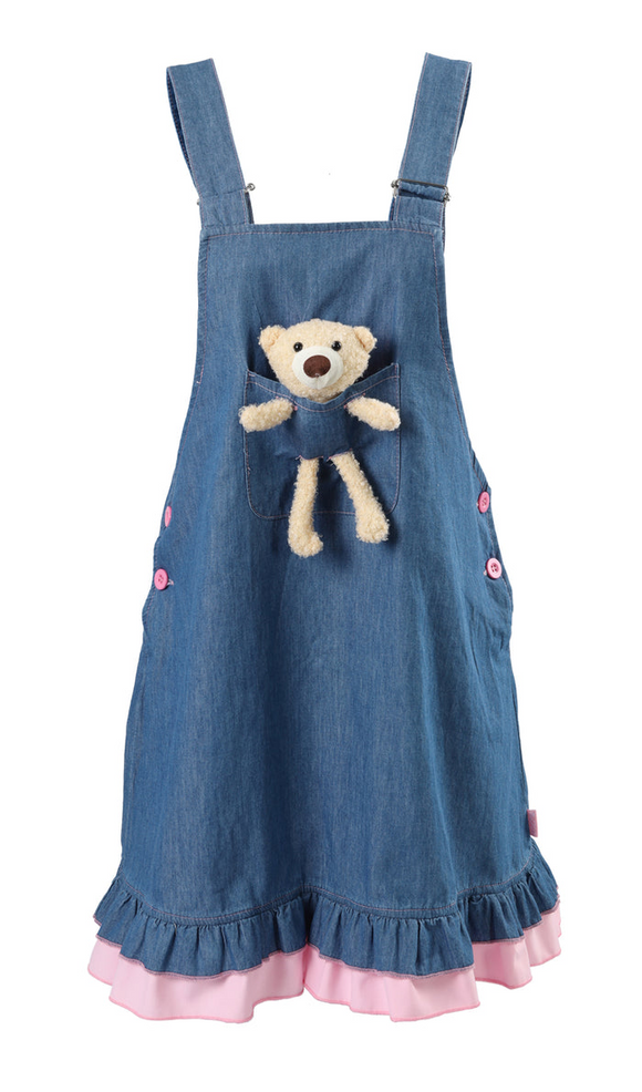 CutiePlusU Bear Baby Overall Dress - Light Denim