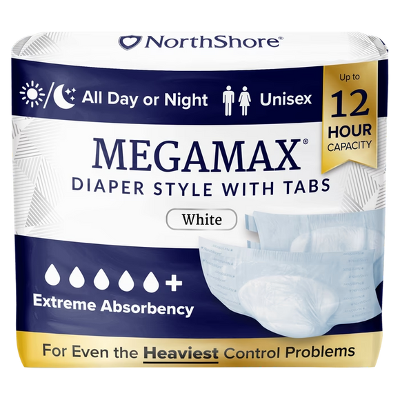 North Shore Megamax Adult Diaper - White
