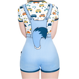 LFB Furrytail Racecar Romper Adult Bodysuit - Little Blue
