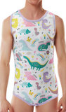 CutiePlusU Sleeveless Dinosaur Bodysuit for Men