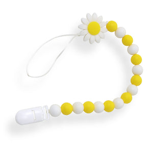 Adult Silicone Teether & Pacifier Clip - Yellow/White